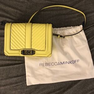 Chevron quilted small love crossbody